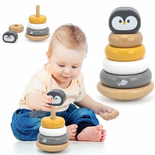 wooden sorting game viga, stacking rings polarb Images... Penguin Stacker- PolarB