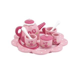 Pink wooden tea set Viga