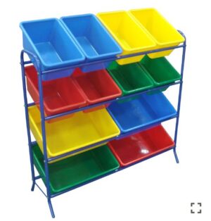 12 Bin Storage Rack – Steel Frame