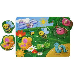 Wooden Peg Puzzle- Bugs - 6pc