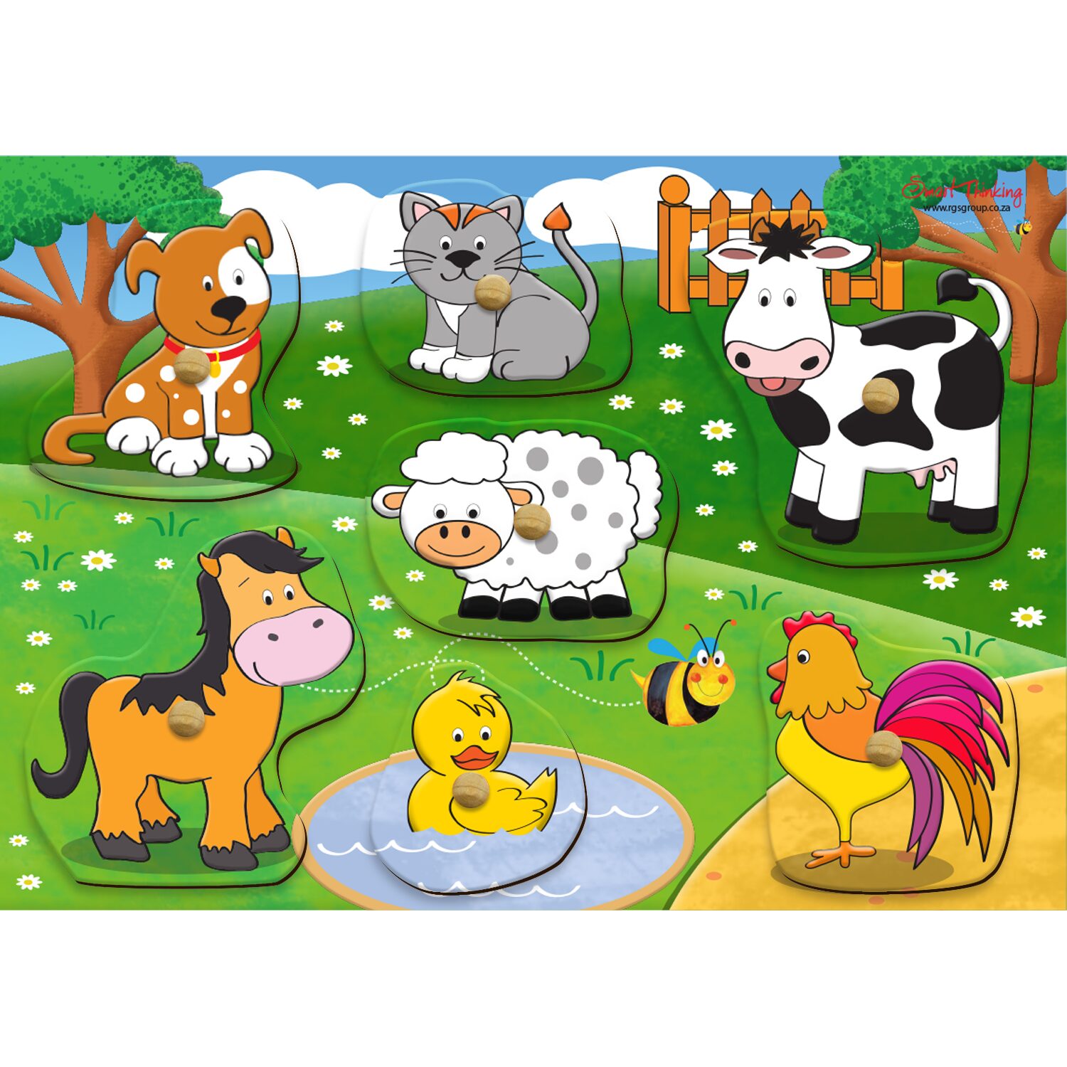 Wooden Peg Puzzle- Farm - 7Pc