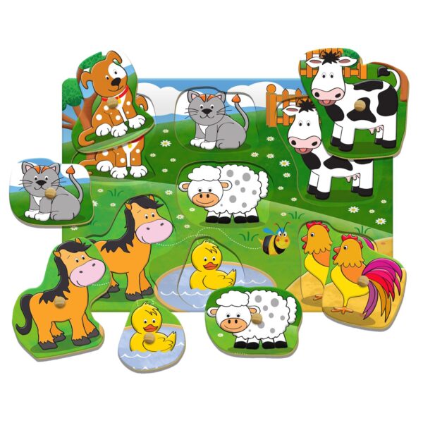 Wooden Peg Puzzle- Farm - 7Pc - Image 2