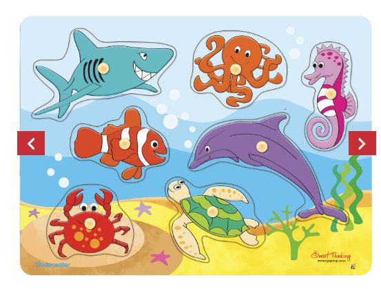 Wooden Peg Puzzle- Underwater - 7pc