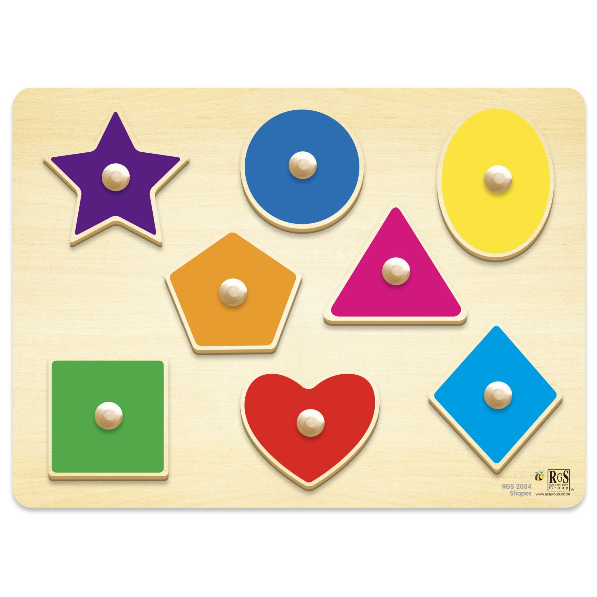 Wooden Tray Puzzle - Shapes- 8Pc