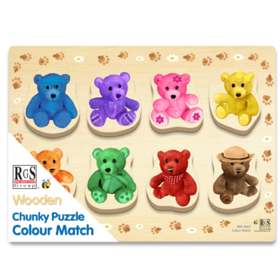 Wooden Chunky Puzzle- Colour Match- 8pc - Image 2