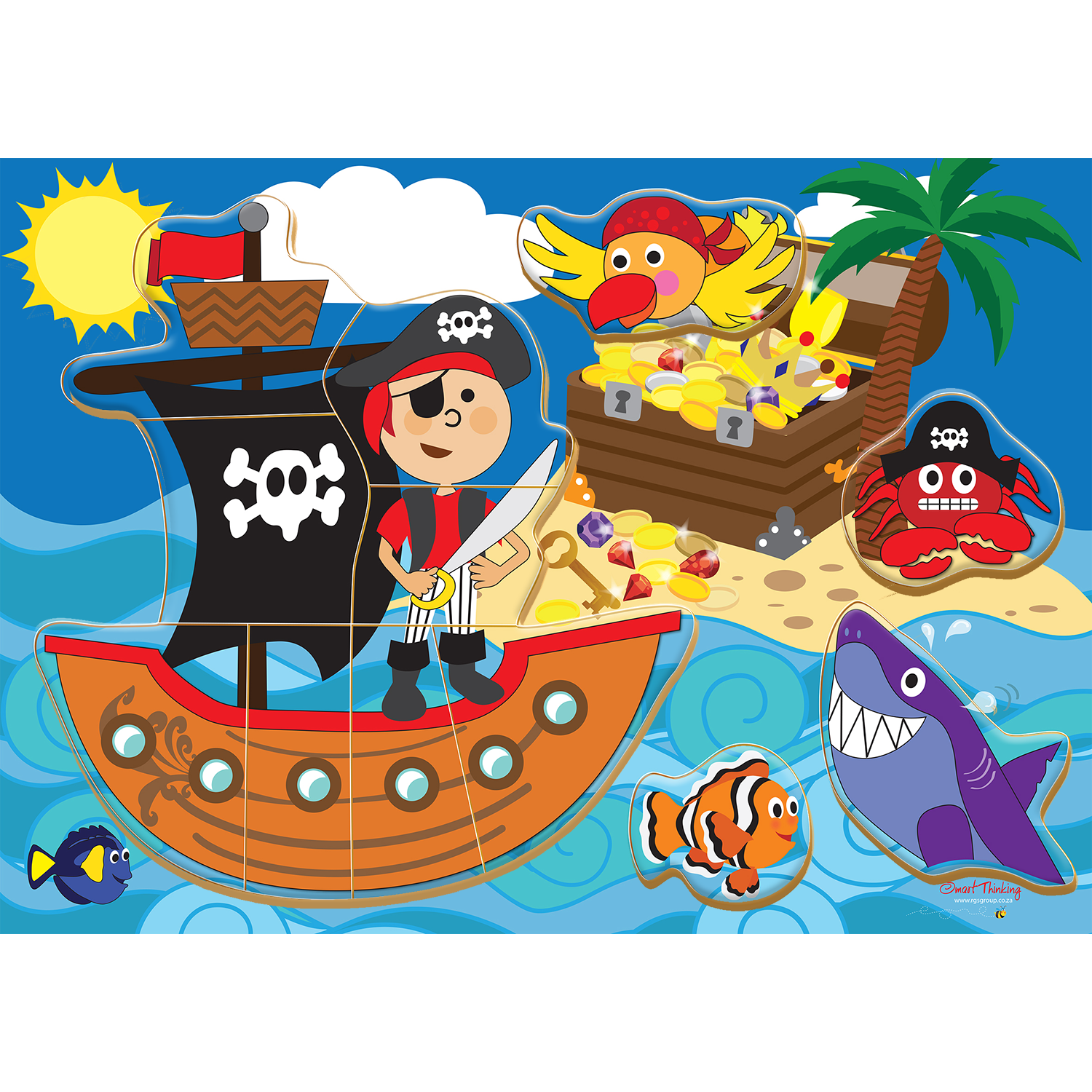 Wooden Chunky Puzzle- Pirate- 12pc