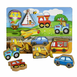 Wooden Chunky Puzzle- Transport- 8pc