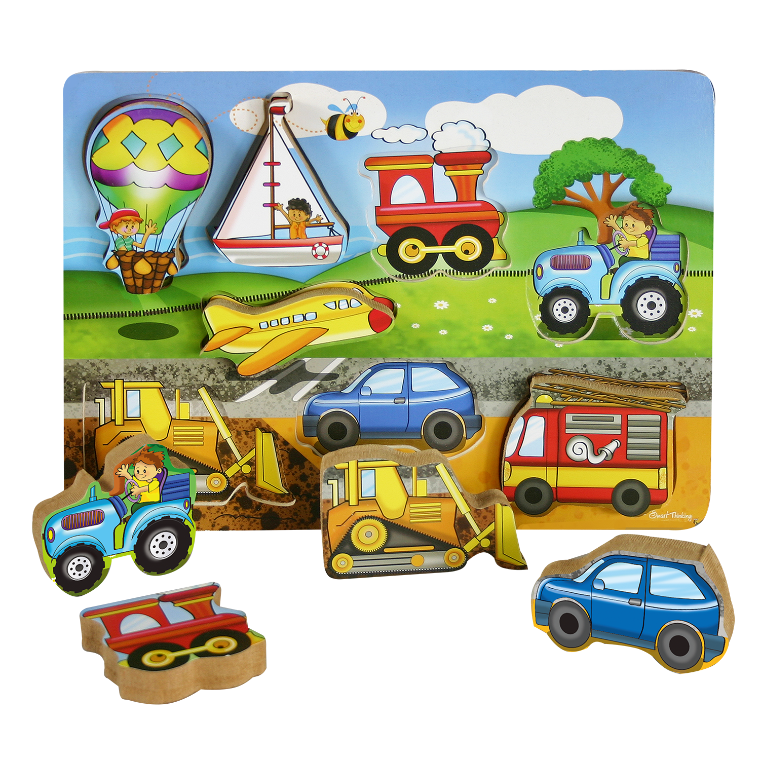 Wooden Chunky Puzzle- Transport- 8pc